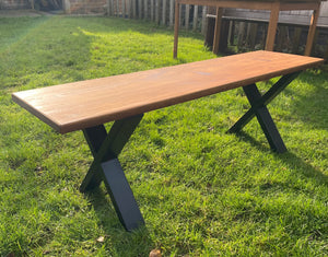 Pine pew, painted or stripped, table and bench. Made from reclaimed pews.