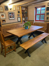 Load image into Gallery viewer, Oak pew/dining table/bench - sold individually. Different sizes available.