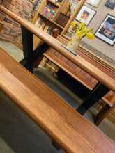 Load image into Gallery viewer, PItch pine bench made from reclaimed pews. Bespoke sizes available.