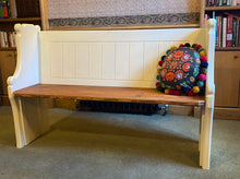 Load image into Gallery viewer, Pine pew, painted or stripped, table and bench. Made from reclaimed pews.