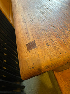Two height pitch pine organ bench.