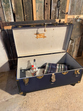 Load image into Gallery viewer, Vintage Overpond Plywood packing trunk - coffee table - blanket box - drinks cabinet