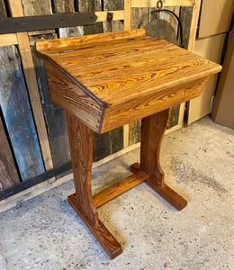 Victorian pitch pine school desk