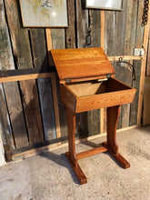 Load image into Gallery viewer, Victorian pitch pine school desk