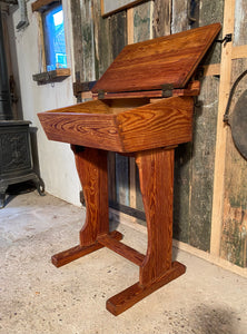 Victorian pitch pine school desk