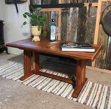 Load image into Gallery viewer, Pitch Pine Coffee Table made from Antique Church Pew.